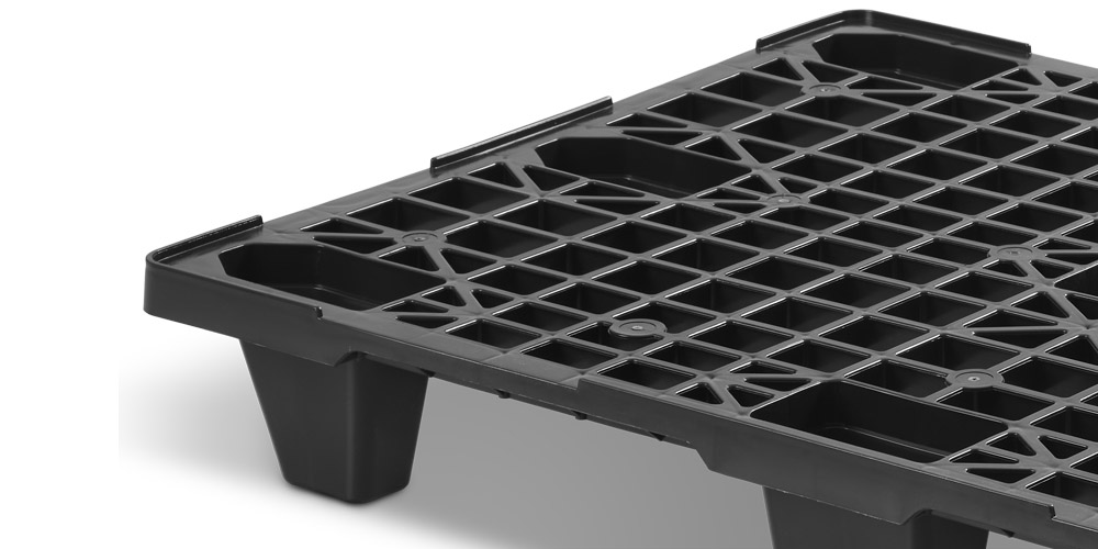 Kunststoffpalette 1200x800, offenes Deck, nestbar, 9 Füße