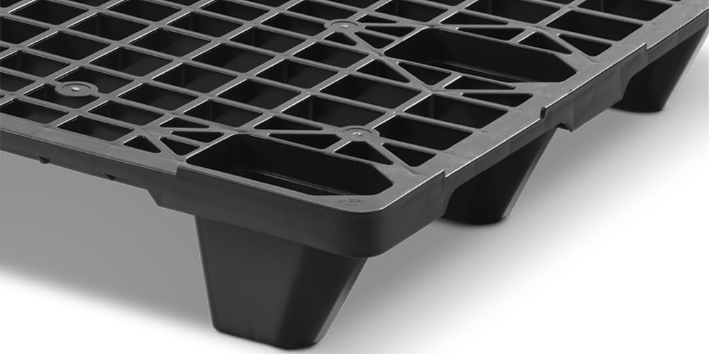 Kunststoffpalette 1200x800, offenes Deck, nestbar, 9 Füße