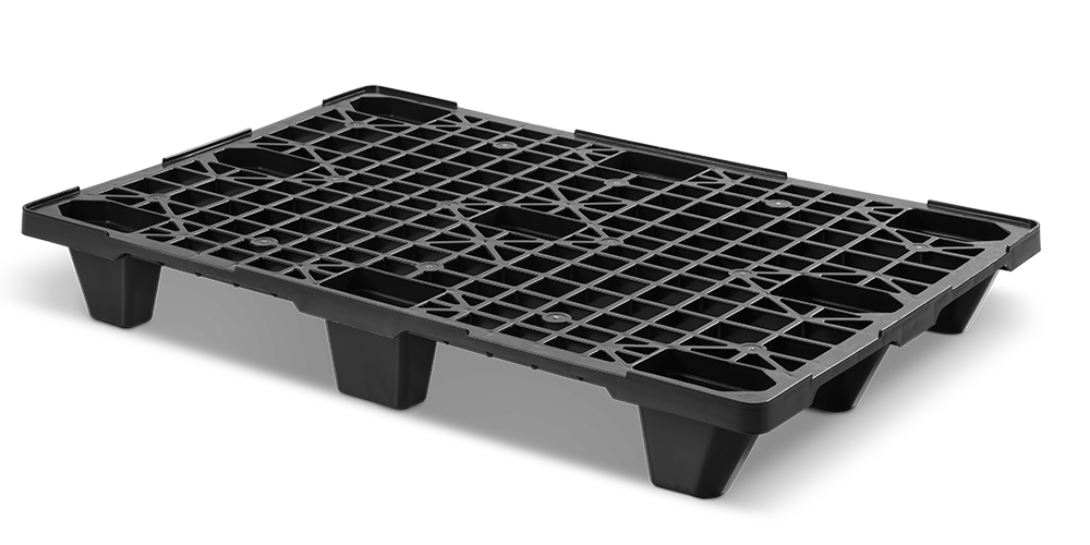 Kunststoffpalette 1200x800, offenes Deck, nestbar, 9 Füße