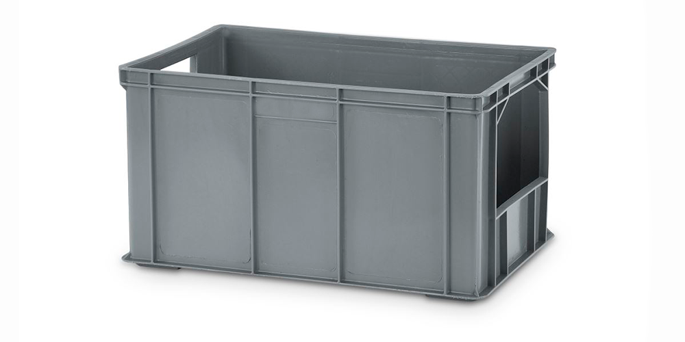 Euro Stackable Container, Short-side Opening, Open Hand Grips