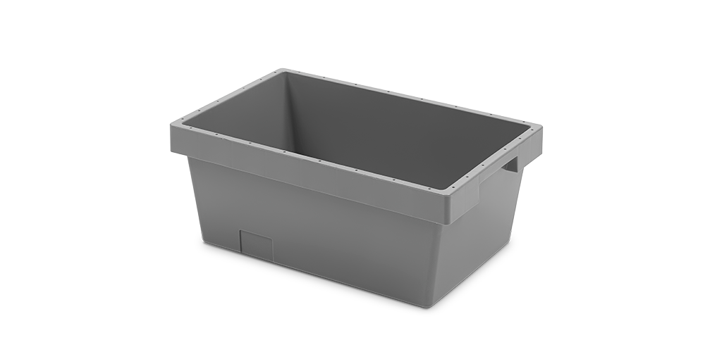 Solid Nestable Container with Sliding Wall