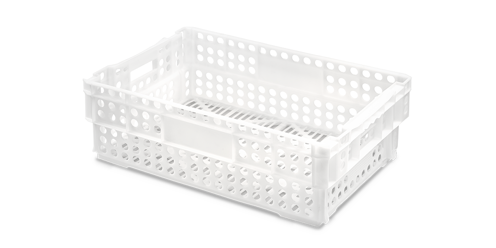 Euro Stack Nest Container, Perforated Walls and Base, Open Hand Grips