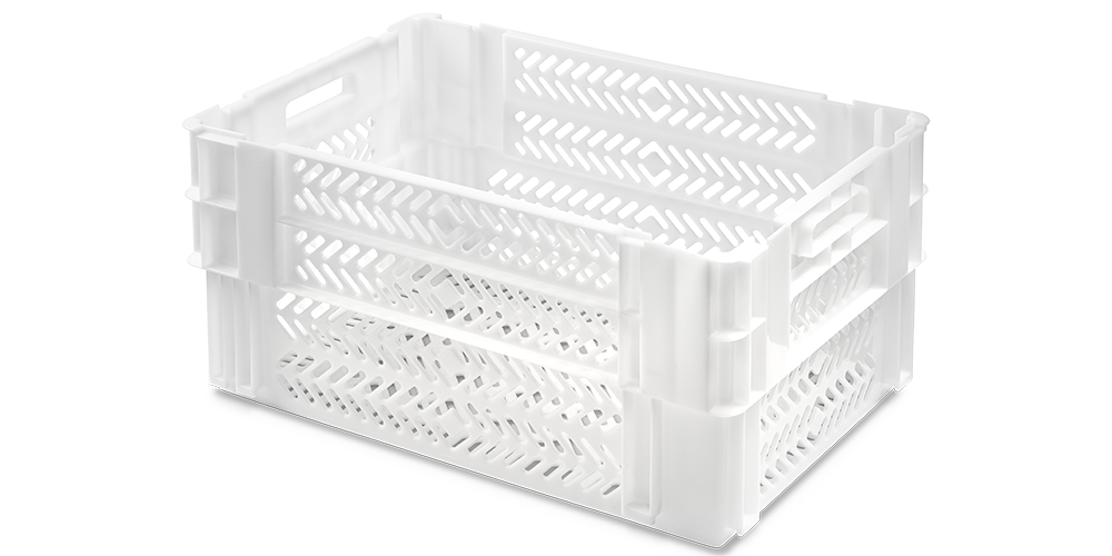 Euro Stack Nest Container, Perforated Walls and Base, Open Hand Grips
