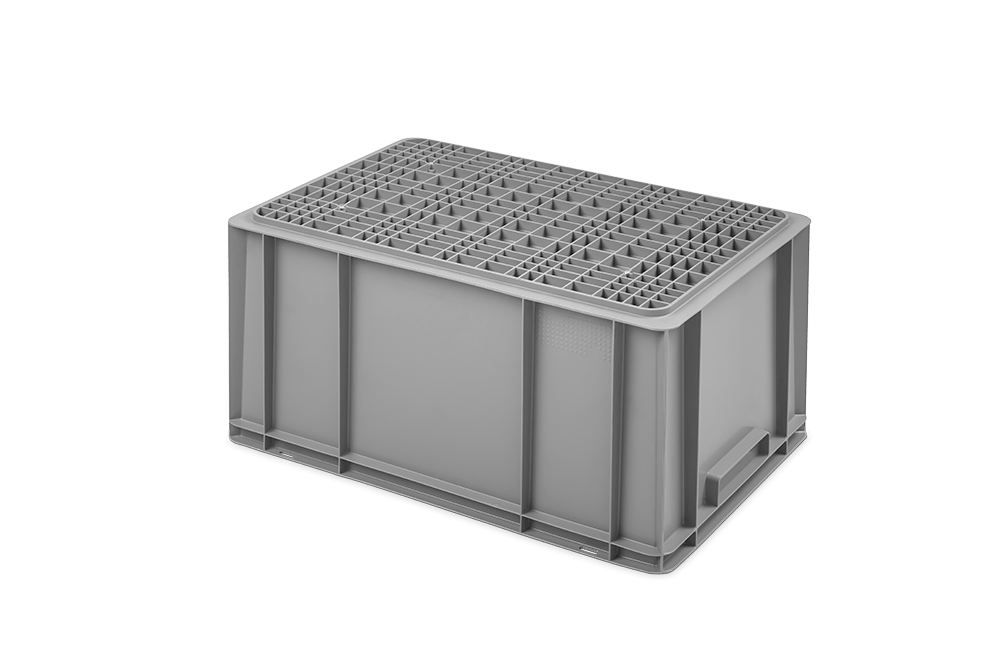 Euro Stackable Solid Container with Open Hand Grip and Reinforced Base