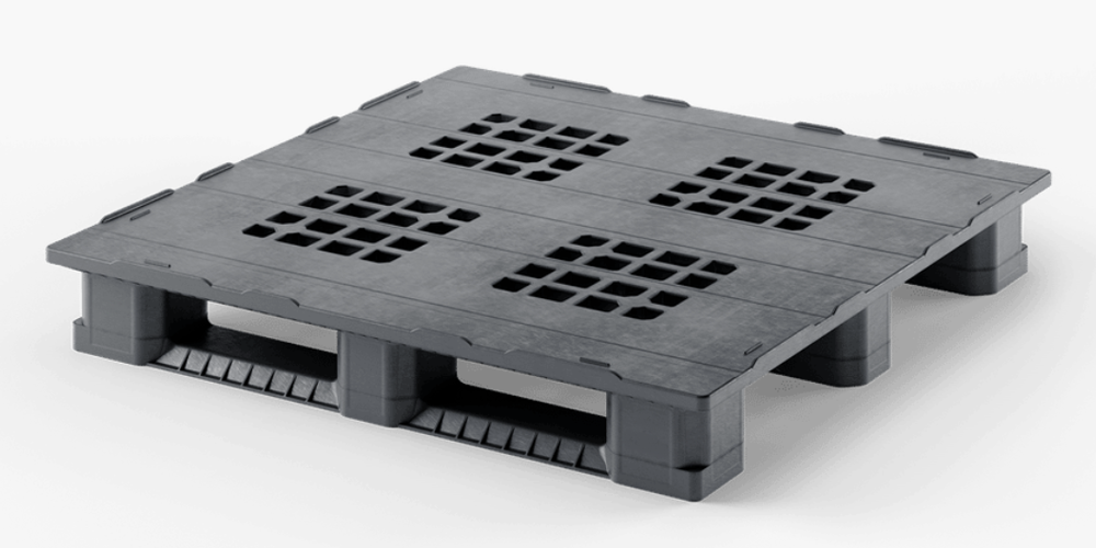 Palet 1200x1200, perforado, 3 travesaños