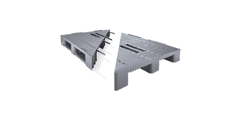 Palet 1200x800, cerrado, 3 travesaños cerrados, 4 refuerzos metálicos