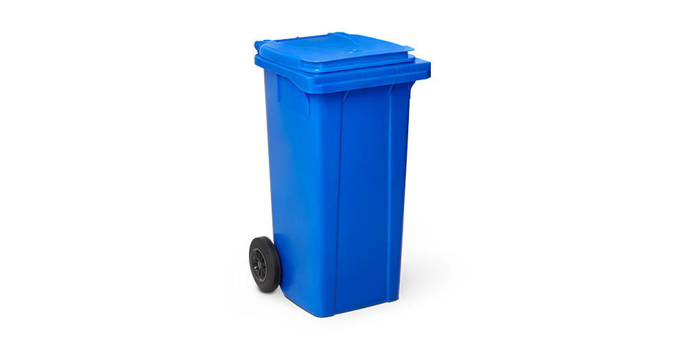 Abfalltonne mit Deckel 120 Liter und Rollen D. 200 mm.