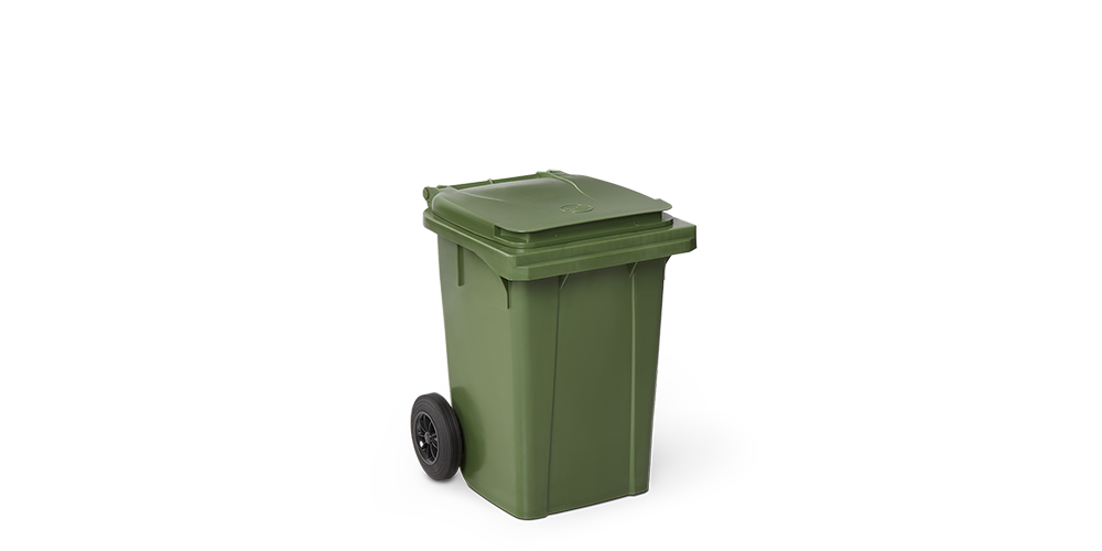 Abfalltonne mit Deckel 60 Liter und Rollen D. 200 mm. KA60