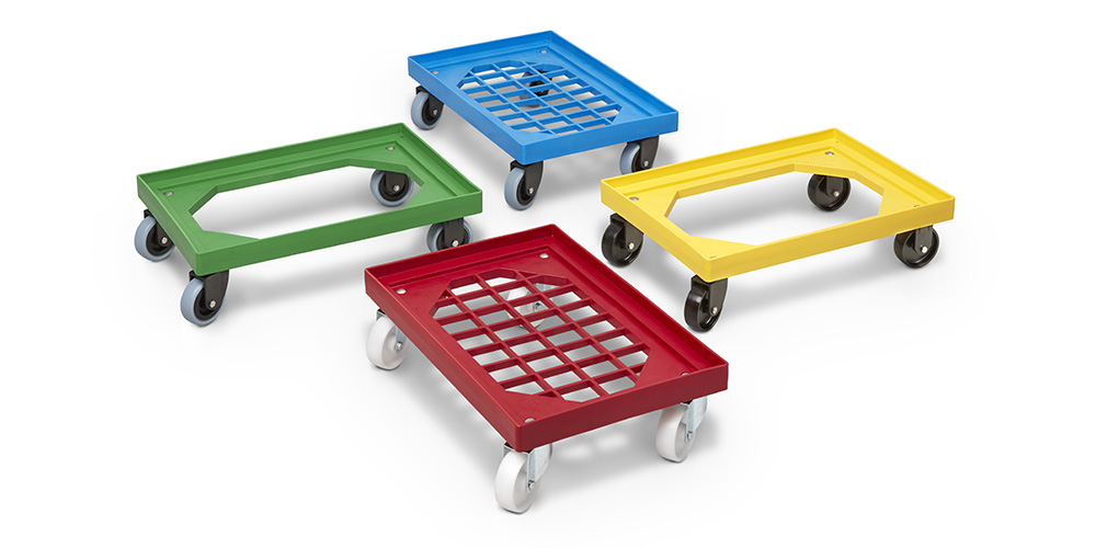 Dollies 4 swivel polyamide wheels with rubber band and polyamide fork 
